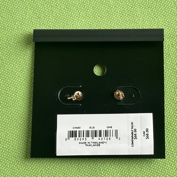 COACH SIGNATURE "C" CRYSTAL STUD EARRINGS:NWT GOLD/CLEAR C9450 - Picture 9 of 10